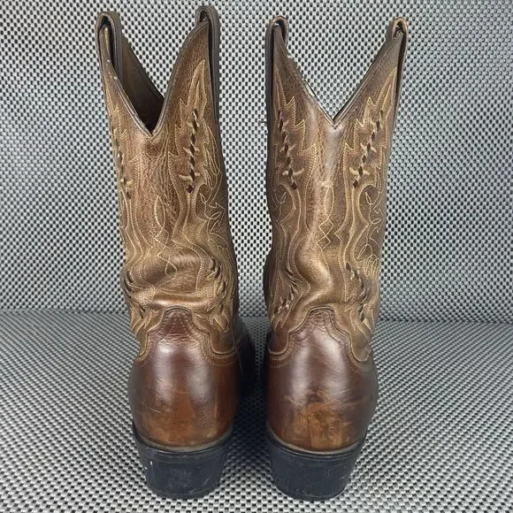 Ariat Cowboy Boots Mens Size 9.5 D Brown Leather Western Round Toe Embroidered